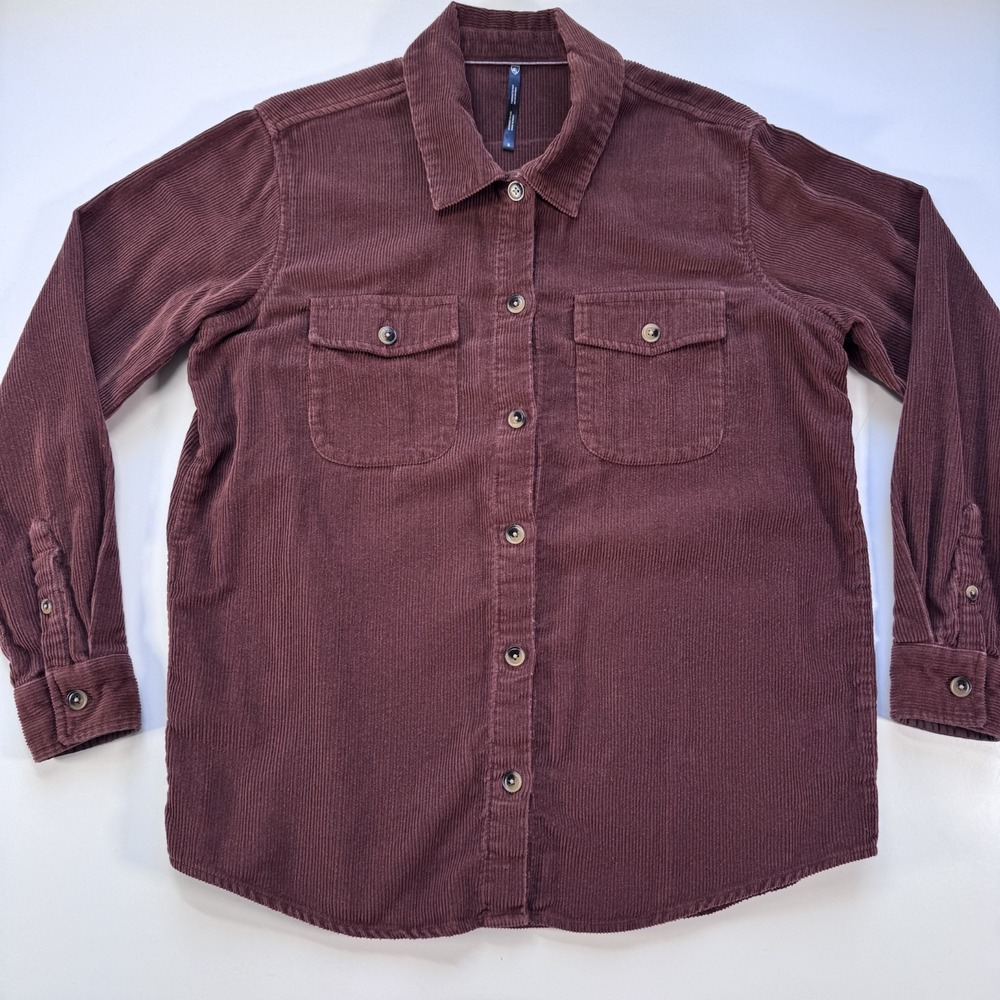 KUHL Tallula Cord Oversized Corduroy Button Up Overshirt Womens Small MochaBrown